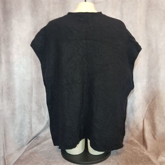 Nordstrom Black Wool/Cashmere Square Top One Size - Picture 3 of 6